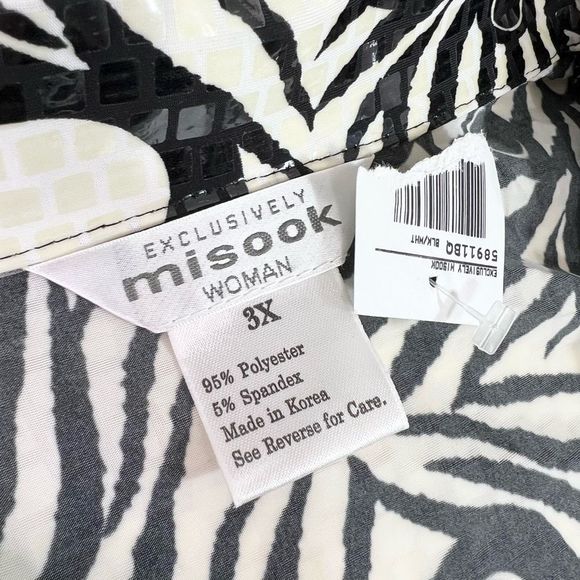 Exclusively Misook Zip Up Jacket Womens 3X Black & White Geometric Print NWT - Picture 3 of 10